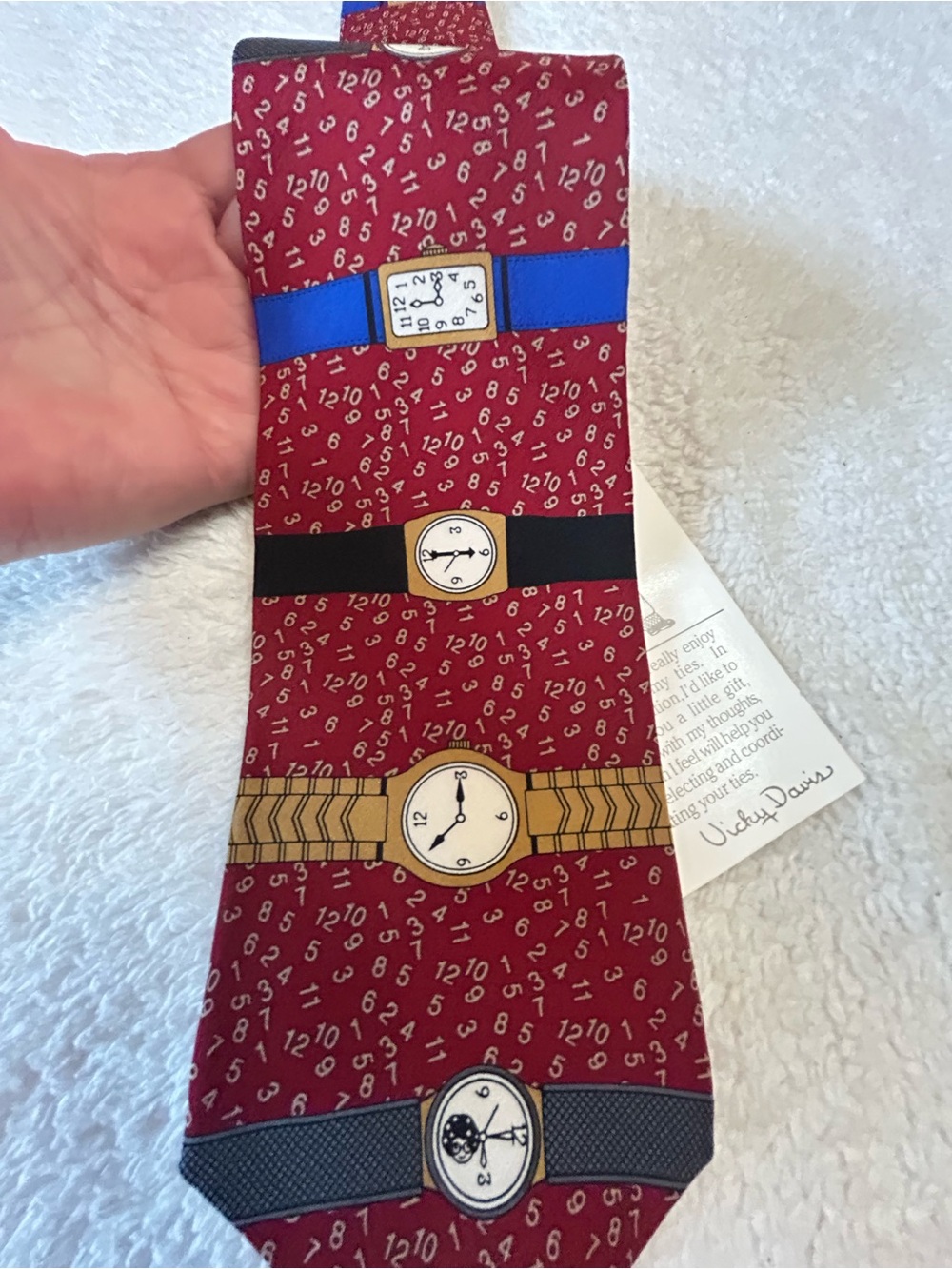 🎁3 for $30 - Classic Red Clock & Numbers Necktie